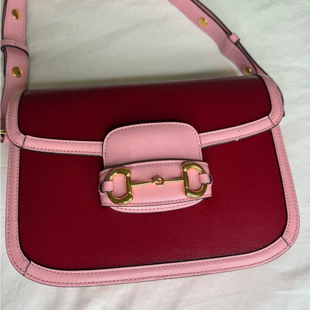 Gucci bag azalea calfskin horsbit 1155 shoulder bag cherry wild red